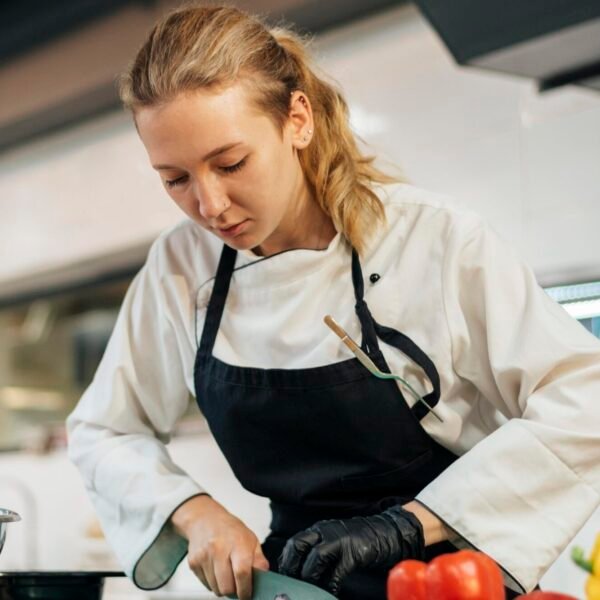 female-chef-chopping-vegetables-kitchen